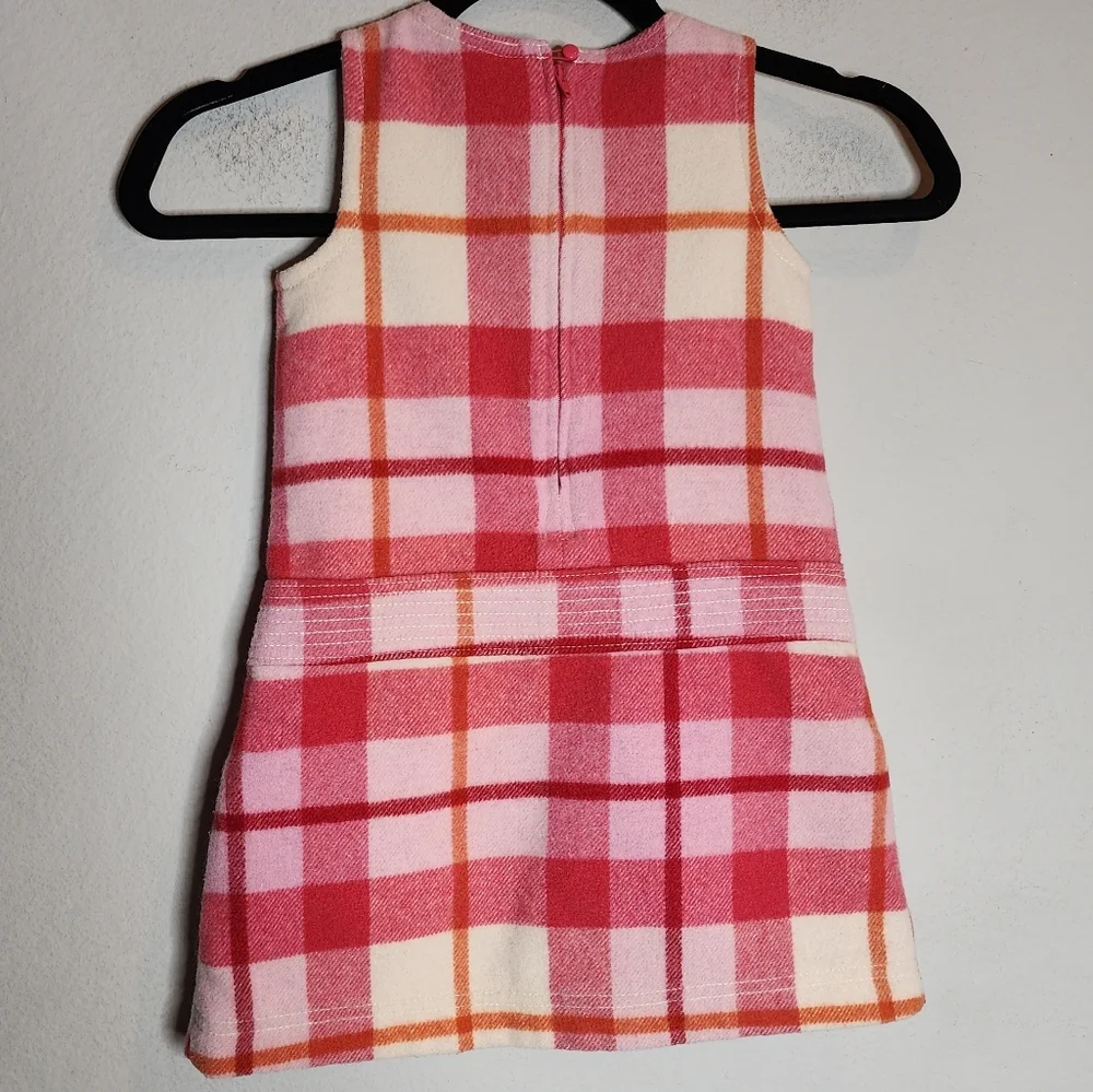Gap‎ Wool Pink Plaid Sleeveless Dress Kids Size 4 Lined Pockets